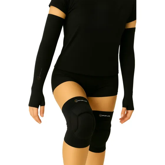 Joelheira Esportiva E Manguito Kit Vôlei Cor Preto Tamanho M
