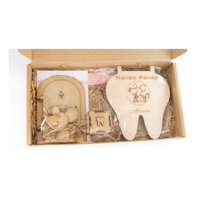Kit Caja Guarda Diente Con Puertita Ratónperez Personalizado