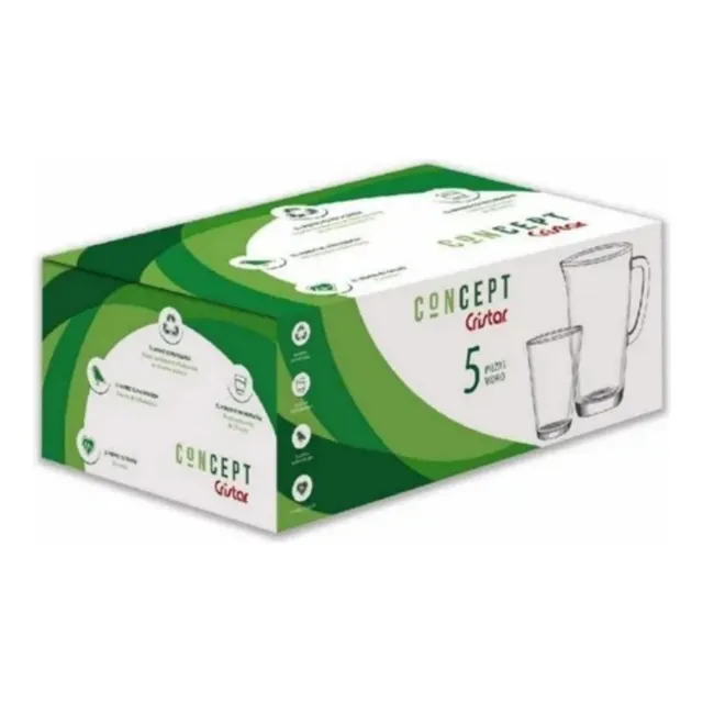 Set De 4 Vasos Y 1 Jarra Cristar Vitro Concept (5 Piezas) Color Transparente - Vidrio