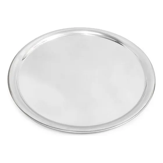 Bandeja Redonda De Mozo Acero Inoxidable Acermel 45cm Color Plateado