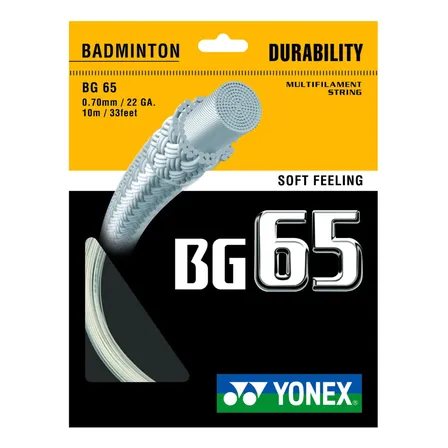 Cuerda Badminton Yonex Micron Bg65 22l/0.70mm Blanca 10 Mts.