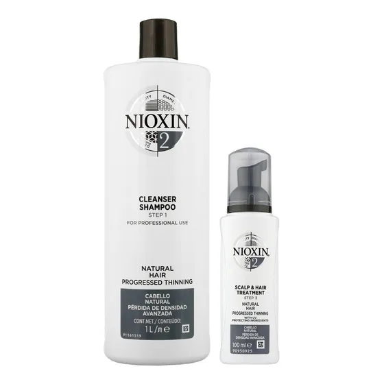 Nioxin-2 Shampoo 1000ml + Espuma Capilar Cabello Natural