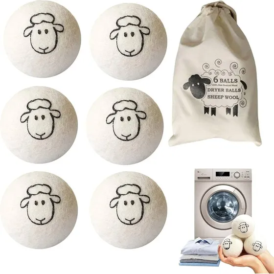 Pack 6 Bolas De Lana Natural Suavizante Secado Ropa Suave