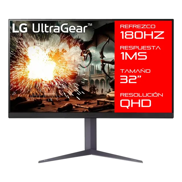 Monitor Gamer LG 32 32gs75 Q 180hz 1ms Qhd 1440p Ips Hdmi Dp Color Negro