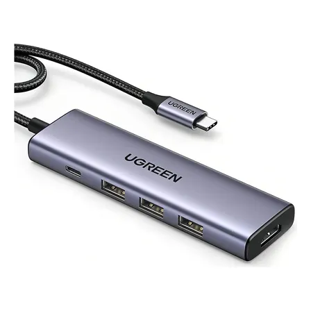 Hub USB-C Docking Station 5 en 1 HDMI 2.0 4K@30Hz 3 USB-A 3.0 5Gbps USB-C PD Ugreen Carga 100W Potente Disipación de Calor Chip de Ultima Generación Cable de Nylon Trenzado de 25 cm