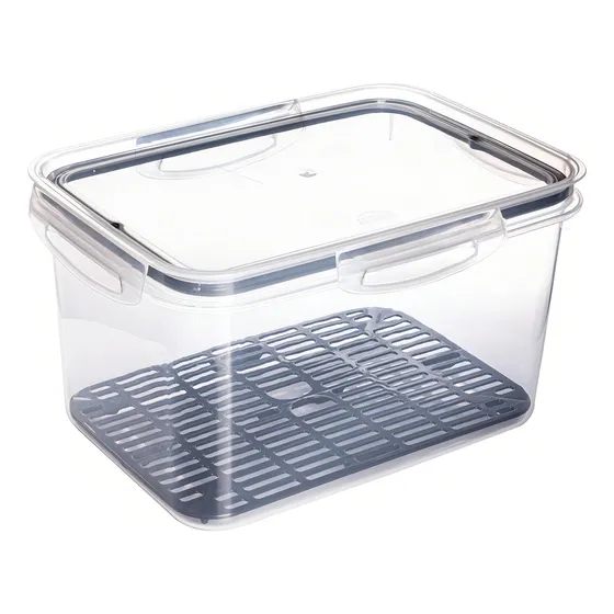 Pote Hermético Retangular Com Escorredor 4 Litros Plasutil Cor Transparente