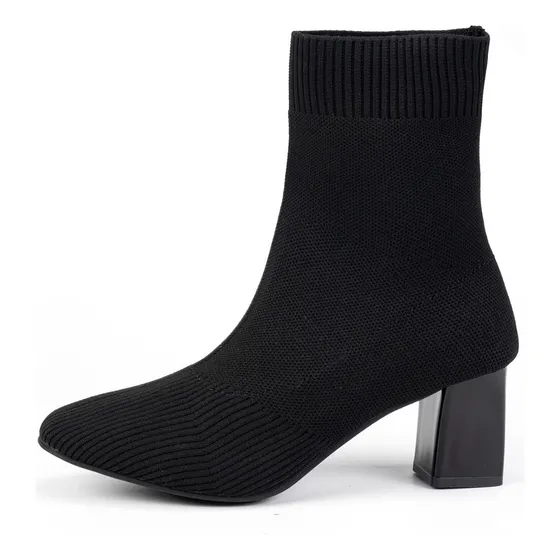 Botas Elásticas Negras Para Mujer, Calcetines De Malla, Bota