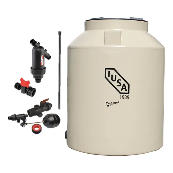Tinaco Tricapa Iusa, 450 L., Beige + Sistema Calidad De Vida