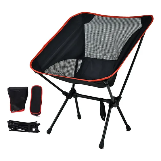 Silla Plegable Camping Portátil Para Exterior Con Bolsa Negro