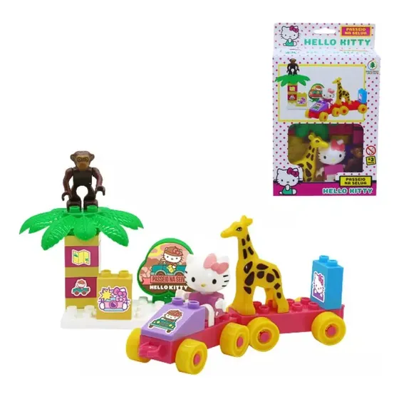 Blocos De Montar Hello Kitty Passeio Na Selva Brinquedo Fofo