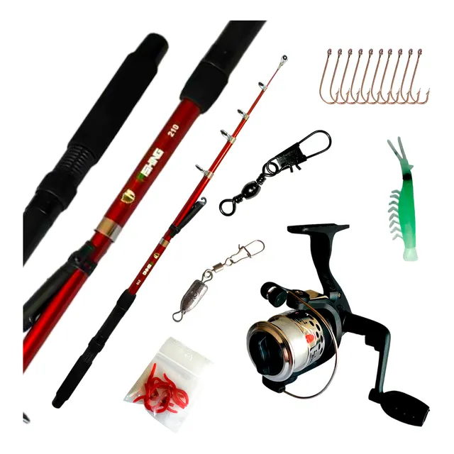 Combo De Pesca  2.10 Telescopica + Accesorios