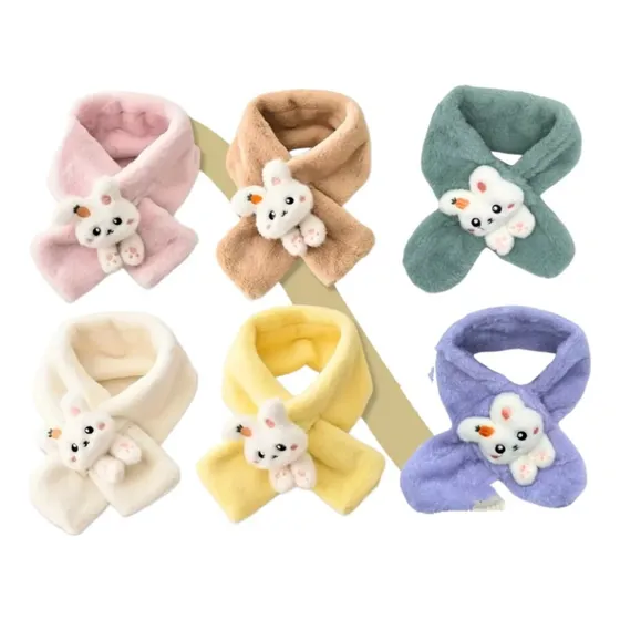 Bufanda Peluche Polar Niños Cruzada Cuello Frio Con Aplique