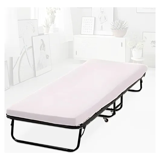 Catre Cama Plegable Metál Colchoneta Funda Lavable Ruedas
