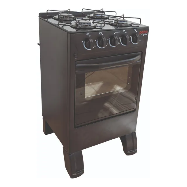 Cocina Petra Crystal 4h Negra A Super Gas Mesada De Vidrio