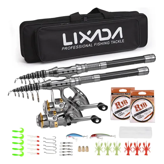 Lixada Juego Combinado Caña De Pescar Y Carrete 2.4m+2.4m