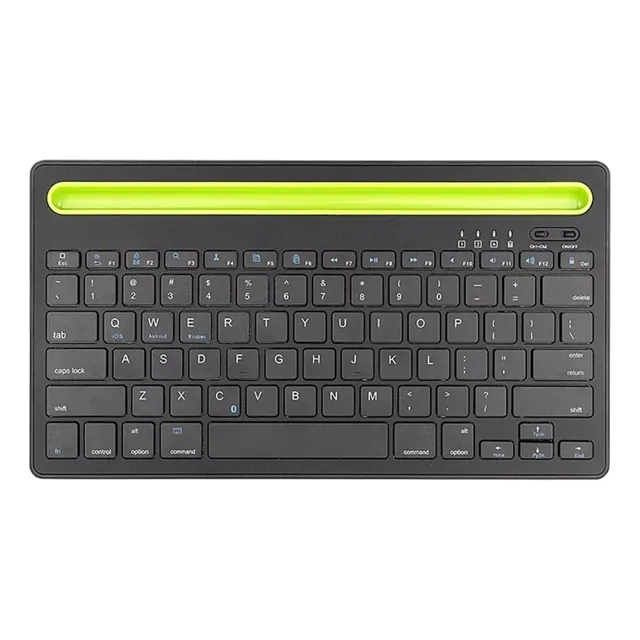 Teclado Inalambrico Bluetooth 2 Canales Multi Dispositivo Color Del Teclado Negro Genérica AS-199