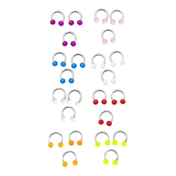 Piercing Circular Barbell Uv Color  1.2x6x3 Mix Colores 20u