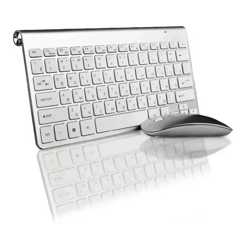 Kit Teclado E Mouse USB Sem Fio Para PC Notebook Cor Prateado usb 2.4ghz