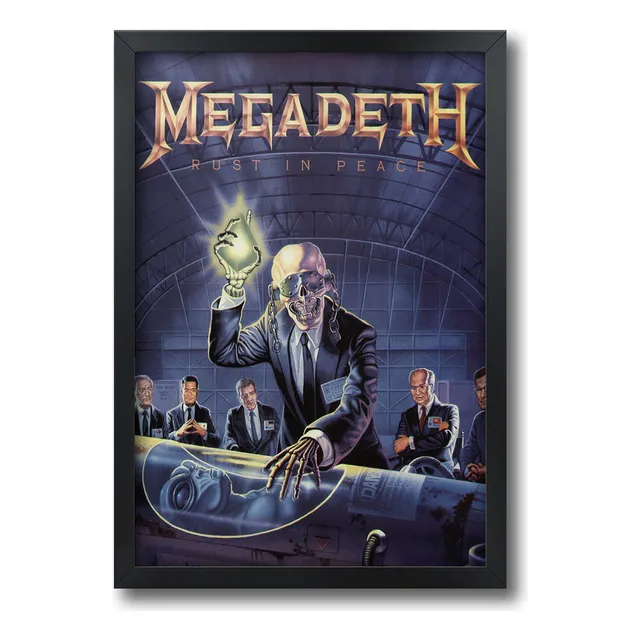 Quadro Megadeth Dave Mustaine Kiko Loureiro Com Moldura A3 A