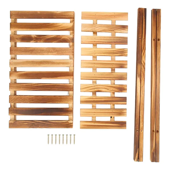 Escalera Para Plantas De Madera Maciza, Estante De 2 Niveles