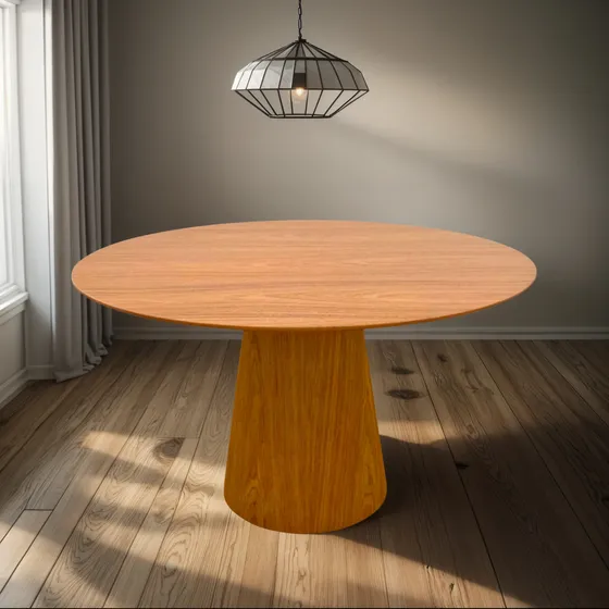 Mesa De Jantar Cone Redonda 70 Cm Madeira Freijó