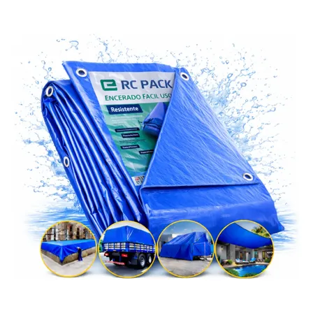 Lona Plástica Multiuso Azul 7x3 Impermeável Reforçada Obra