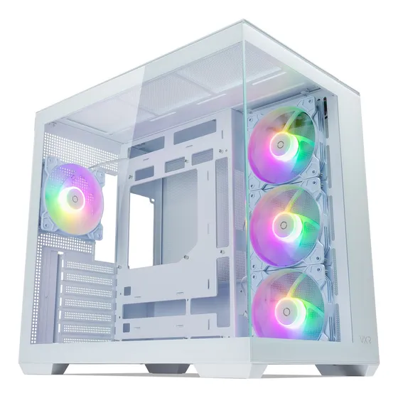 Gabinete Tecware Vxr Evo Doble Camara Atx 4 Coolers Argb Color Blanco