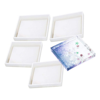 Moldes Cuadrados Silicona P Posavasos P Resina Hormigón, 4 P Moldes Cuadrados Silicona P Posavasos P Resina Hormigón, 4 P