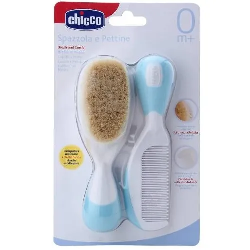 Cepillo Y Peine Chicco Celeste- Bebés Y Niños