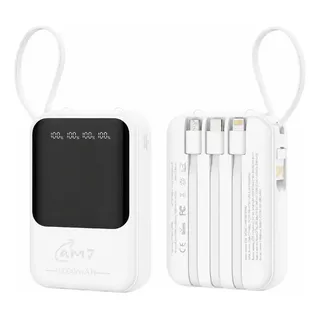Batería Portátil 10000 Mah Power Bank Carga Rápida L580 Am7 Blanco