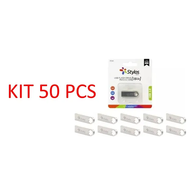 Kit 50 Memorias Stylos Tech Stmus316b 16 Gb 2.0 Plateada Plateado St100