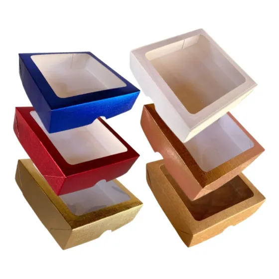 Caixa Com Visor Acetato Kit Presentes Personalizados 20x20