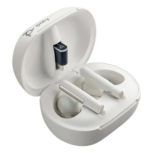 Auriculares Poly Voyager Free 60+ Uc Arena Blanca + Adaptado Color Blanco