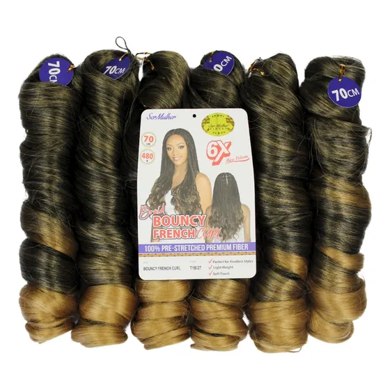 Cabelo Para Tranças French Curl Ser Mulher Pacotão 480g 70cm Cor T1b/27 Preto/loiro Mel