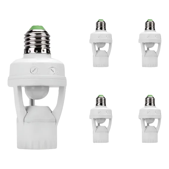 Kit 5 Unidades Suporte Para Lâmpada Com Sensor De Movimento
