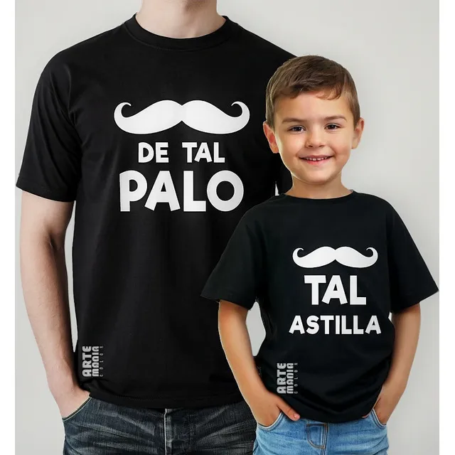 Pack 2 Polos Duo Dia Del Padre Papa Hijo Hija Bigotes
