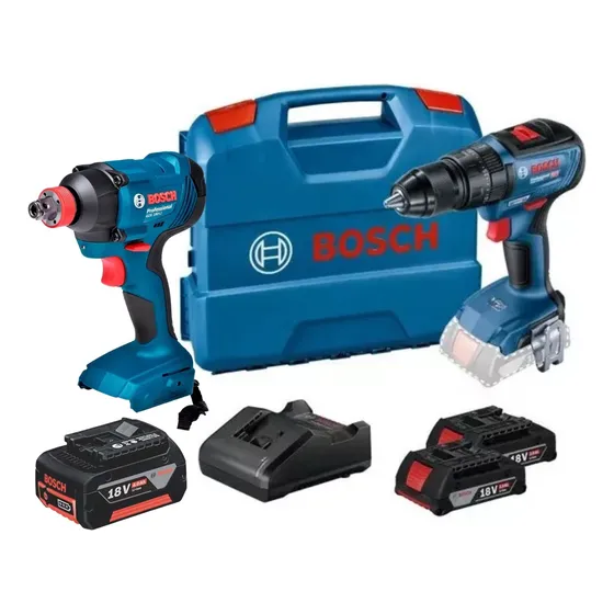 Parafusadeira Furadeira 18v 3bat Bosch Gsb18v-50 + Gdx180-li