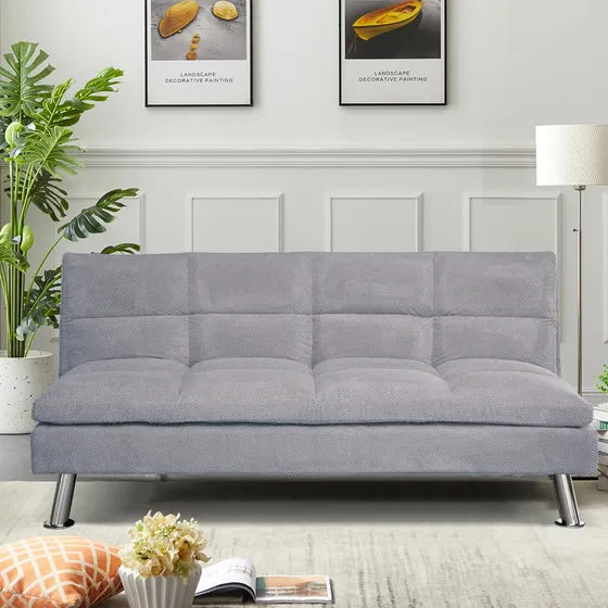 Sofa Cama 2 Plazas Sillon Juego De Living En Tela Gris