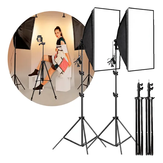 Kit 2 Iluminação Led Profissional Studio Light Softbox Tripé