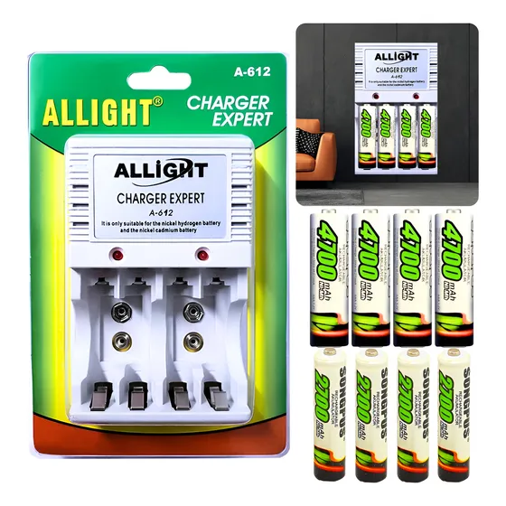 Kit 8 Pilhas Recarregáveis + Carregador Rápido Bivolt Aa/aaa