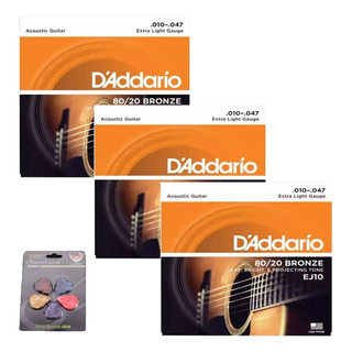 Cuerdas Guitarra Electroacustica Daddario Ej10 Bronze 80/20 3pcs Cuerdas Guitarra Electroacustica Daddario Ej10 Bronze 80/20 3pcs