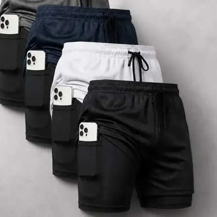 Kit 4 Shorts 2 Em 1 Dryfit Masculino Corrida Academia Treino