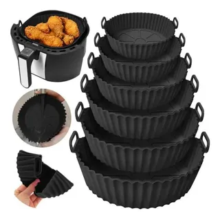 Kit 6 Formas Air Fryer De Silicone Reutilizável Antiaderente