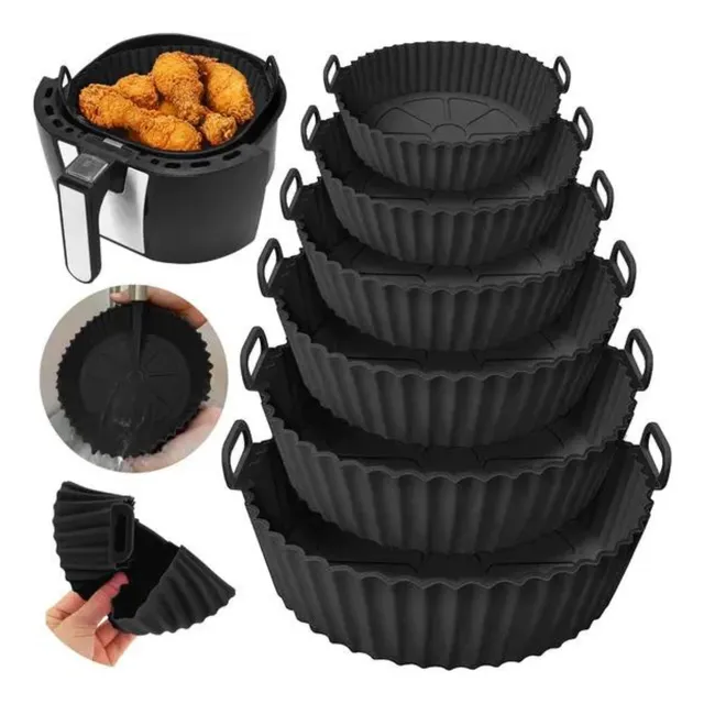 Kit 6 Formas Air Fryer De Silicone Reutilizável Antiaderente