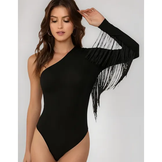 Body Mujer Fiesta Con Flecos Exclusivo Mangalarga Con Broche