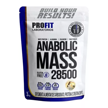 Suplemento em po ProFit Laboratórios  Hipercaloricos Anabolic Mass 28500 proteínas Anabolic Mass 28500 sabor  baunilha em sachê de 150mL