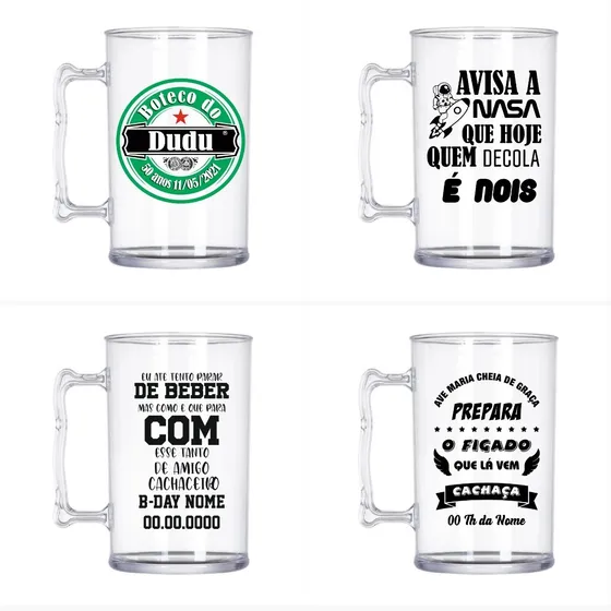 Kit Caneca Acrilica Personalizada 400ml. Kit Com 75 Unidades