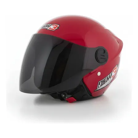 Capacete Moto Aberto Pro Tork New Liberty Three Vermelho Tamanho 58 Desenho Solid Viseira Cristal