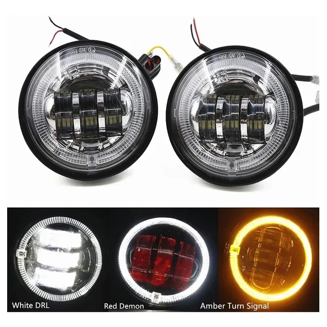 Faros Led Auxiliares 4 1/2 PuLG Aro De Angel Y Ojo Demonio