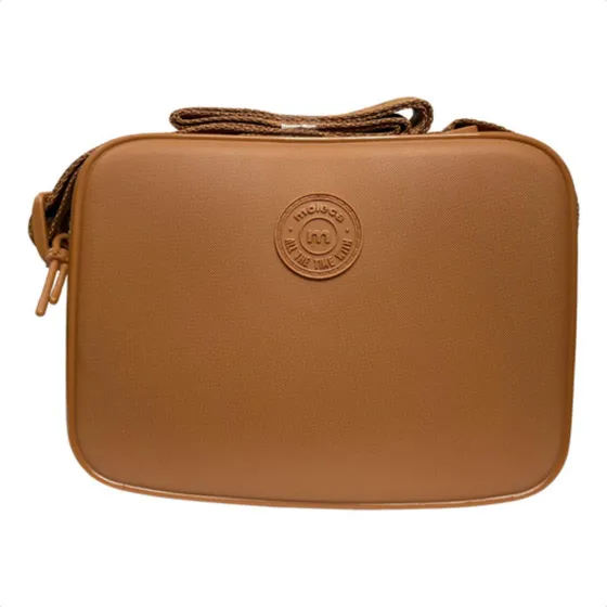 Bolsa Moleca Alça Transversal Modelo Retangular Cor Camel Correia De Ombro Cor Principal Desenho Do Tecido Liso